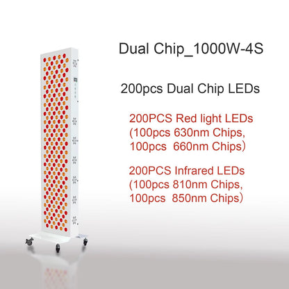 Dual Chip Red  Infrared Light Therapy Panel  630nm 660nm 810nm 850nm LED Treatment For Face  Body W 11