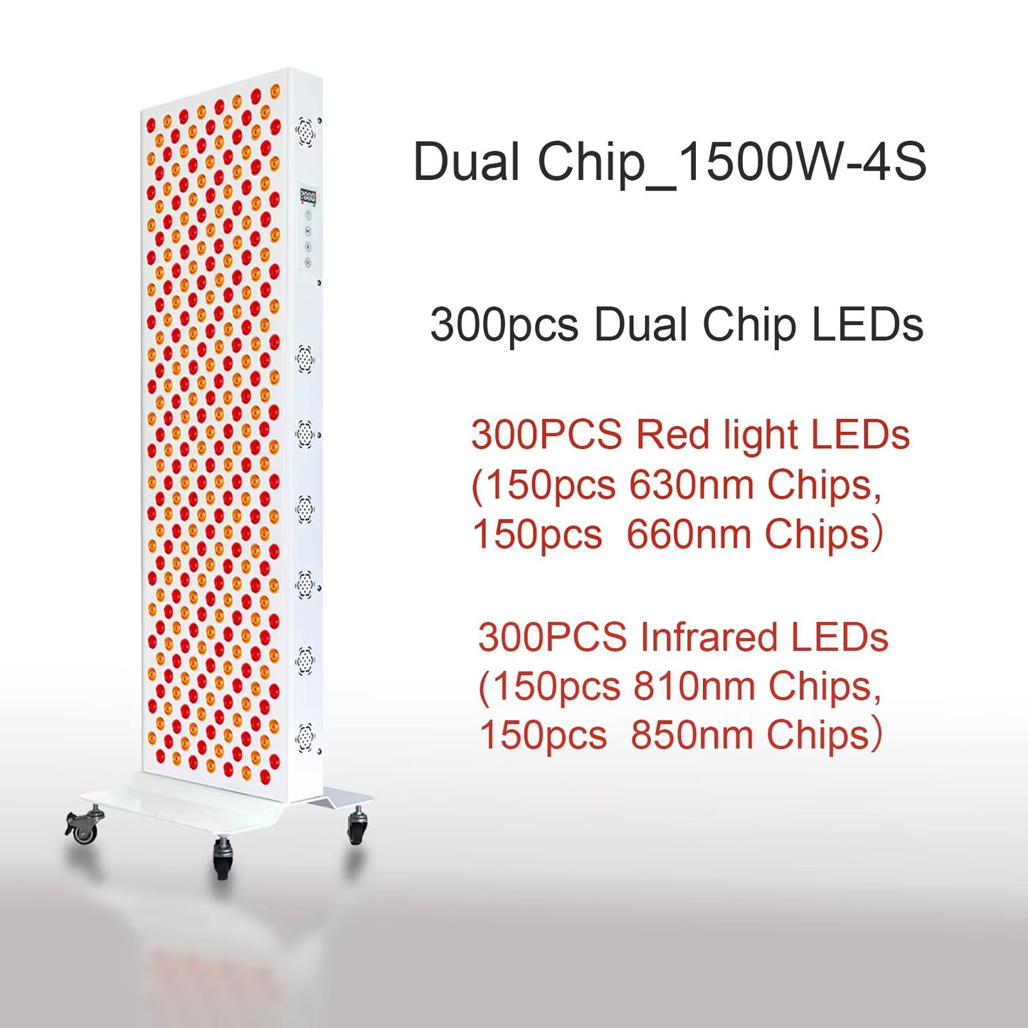 Dual Chip Red  Infrared Light Therapy Panel  630nm 660nm 810nm 850nm LED Treatment For Face  Body W 12