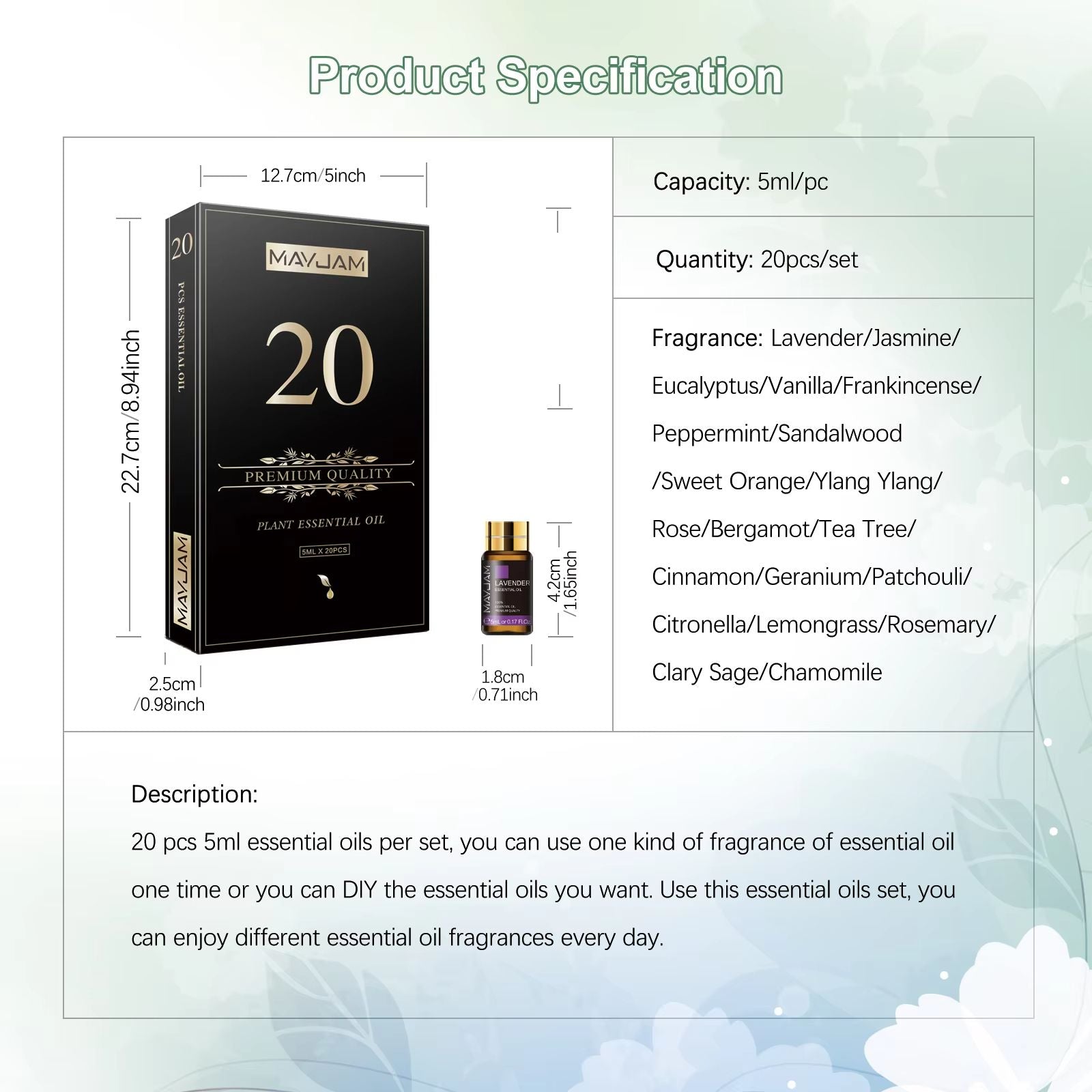 MAYJAM 20PCS Essential Oils Gift Set  Aromatherapy Oils For Diffuser Candle Making  Home Relaxation 2