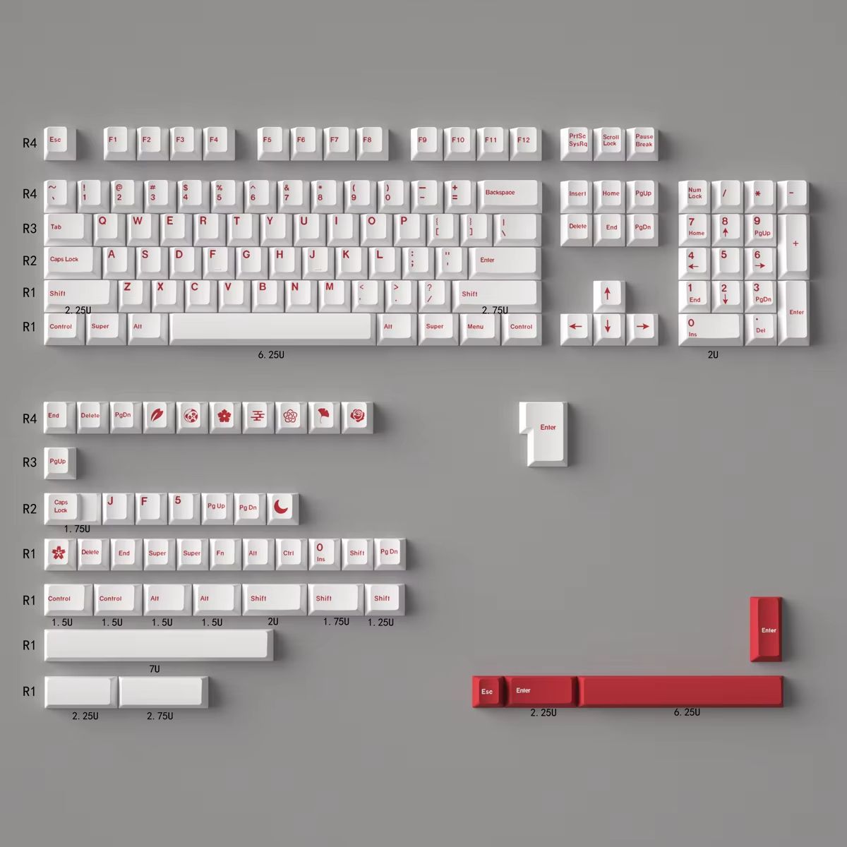 GMK Minimalist Red 140Key Keycap Set  Cherry Profile Japanese PBT DyeSub Keycaps For MX Mechanical  24