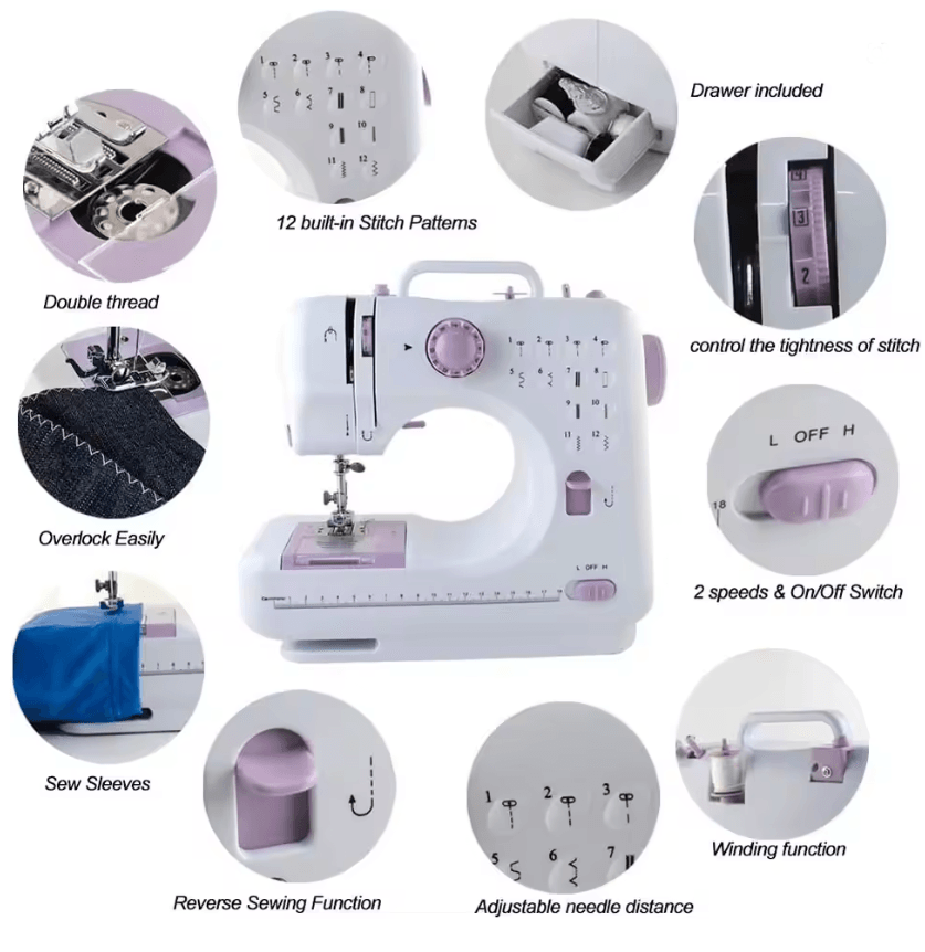 Multi Function Household Sewing Machine With Presser Foot Set And Lock Edge Feature 1