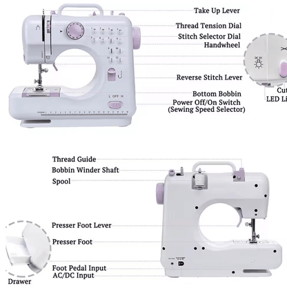 Multi Function Household Sewing Machine With Presser Foot Set And Lock Edge Feature 2