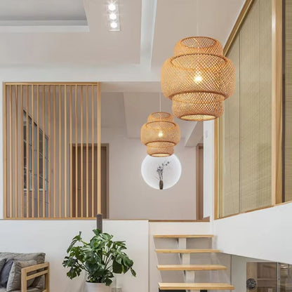 Handwoven Bamboo Pendant Light  30cm Chinese Style Ceiling Lamp For Restaurants Dining Rooms  Home  1