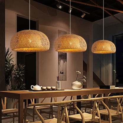 Handwoven Bamboo Pendant Light  30cm Chinese Style Ceiling Lamp For Restaurants Dining Rooms  Home  4