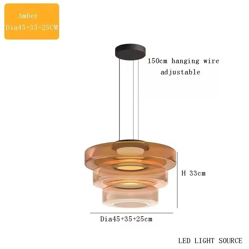 Luxury LED Glass Pendant Light  Adjustable Hanging Chandelier For Kitchen Island Living Room Bedroo 14