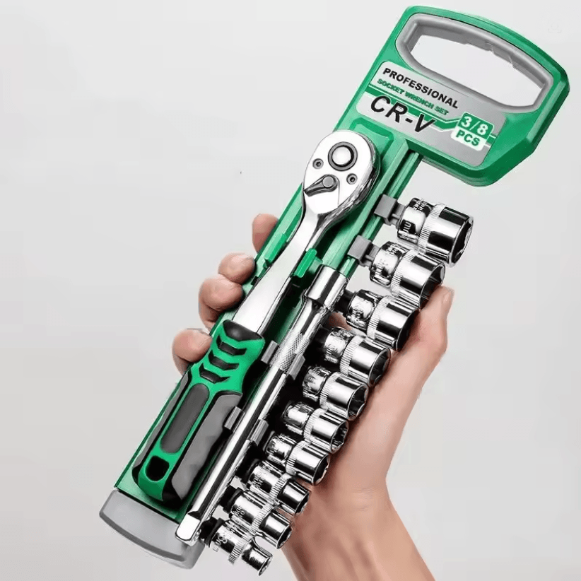 Heavy Duty Socket Wrench Set for Auto and Home Repair with Ratchet Drive and Spanner Tools