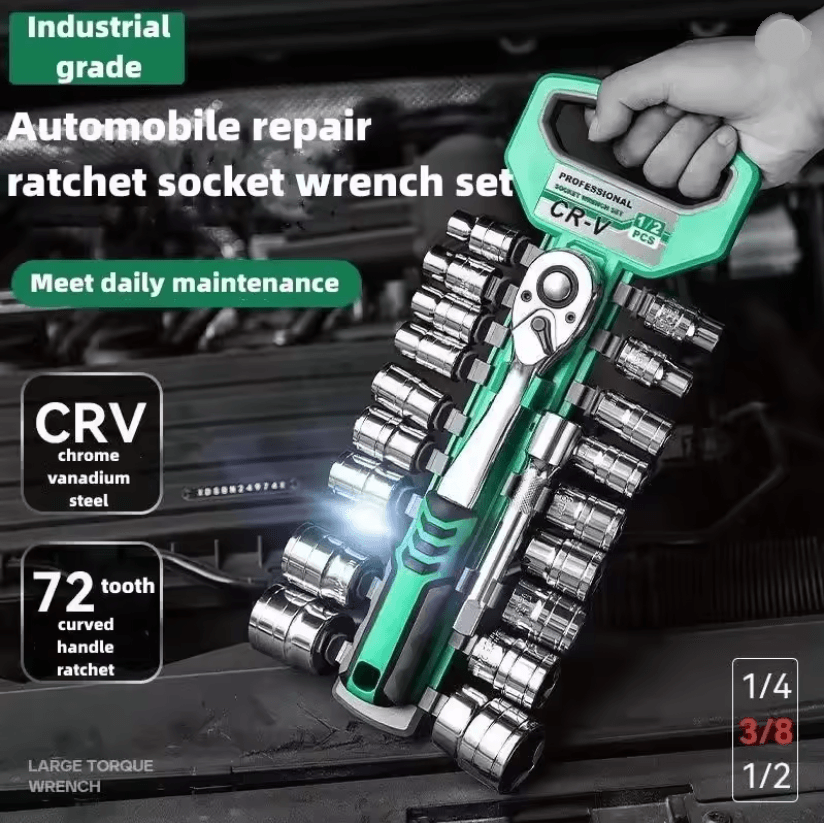 Heavy Duty Socket Wrench Set For Auto And Home Repair With Ratchet Drive And Spanner Tools 1