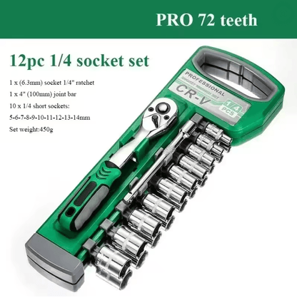 Heavy Duty Socket Wrench Set For Auto And Home Repair With Ratchet Drive And Spanner Tools 3