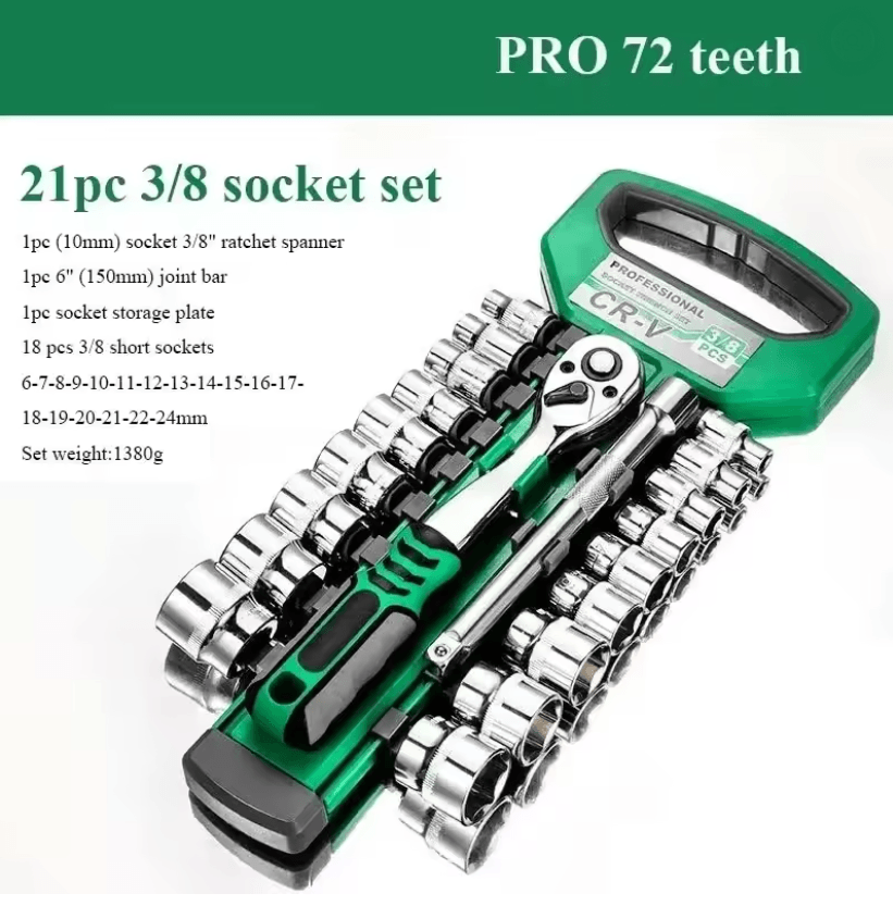 Heavy Duty Socket Wrench Set For Auto And Home Repair With Ratchet Drive And Spanner Tools 5
