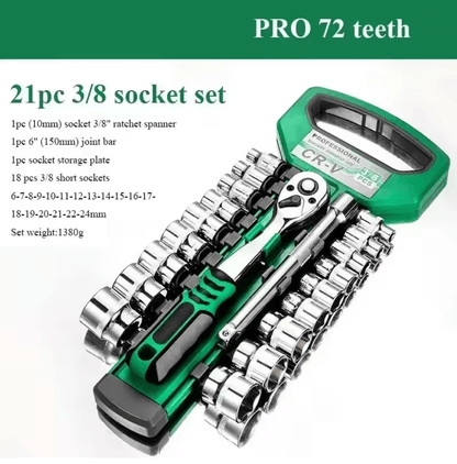 Heavy Duty Socket Wrench Set For Auto And Home Repair With Ratchet Drive And Spanner Tools 5