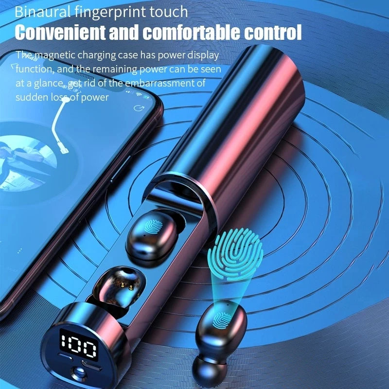 TWS Wireless Headphones Bluetooth 5.2, In-Ear Sports Earbuds With Mic, Waterproof HD Noiseless Call Headset