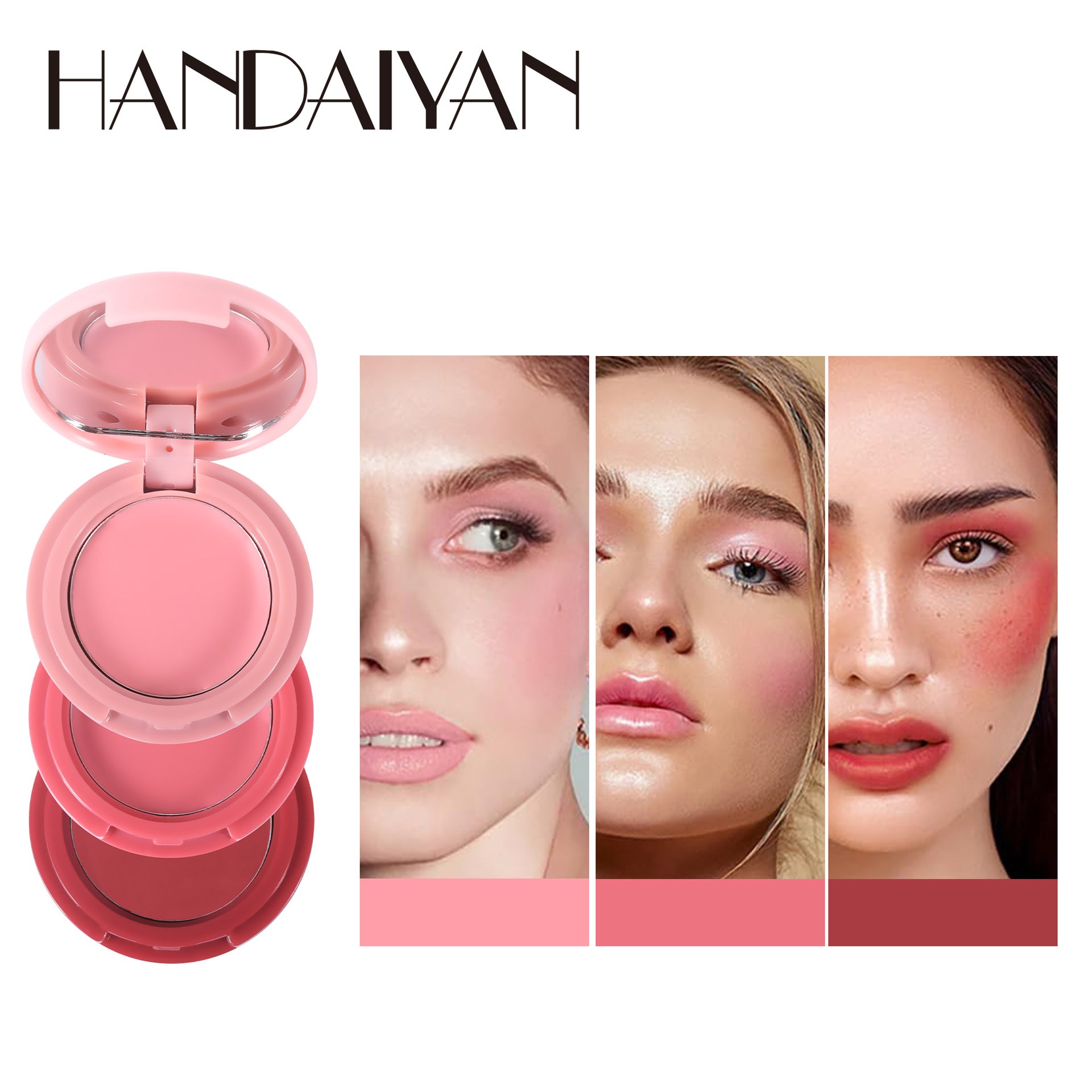 Threecolor Matte Blush Tray Folding 3n1 Eye Shadow Multicolor Lip Mud Palette Naturally Easy Velvet 1