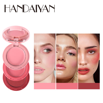 Threecolor Matte Blush Tray Folding 3n1 Eye Shadow Multicolor Lip Mud Palette Naturally Easy Velvet 5