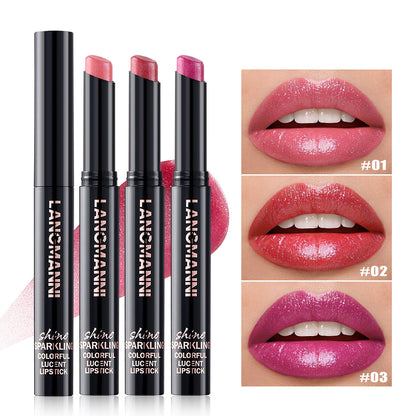 Slant Mouth Pearlescent Twist Up Lipstick Swivel Slant Mouth Design Long Lasting Color Lip Gloss 10 2