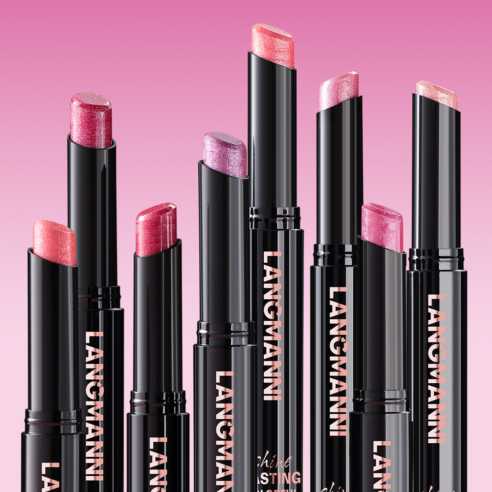 Slant Mouth Pearlescent Twist Up Lipstick, Swivel Slant Mouth Design, Long Lasting Color Lip Gloss, 10 Shades
