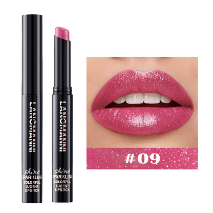 Slant Mouth Pearlescent Twist Up Lipstick Swivel Slant Mouth Design Long Lasting Color Lip Gloss 10 7