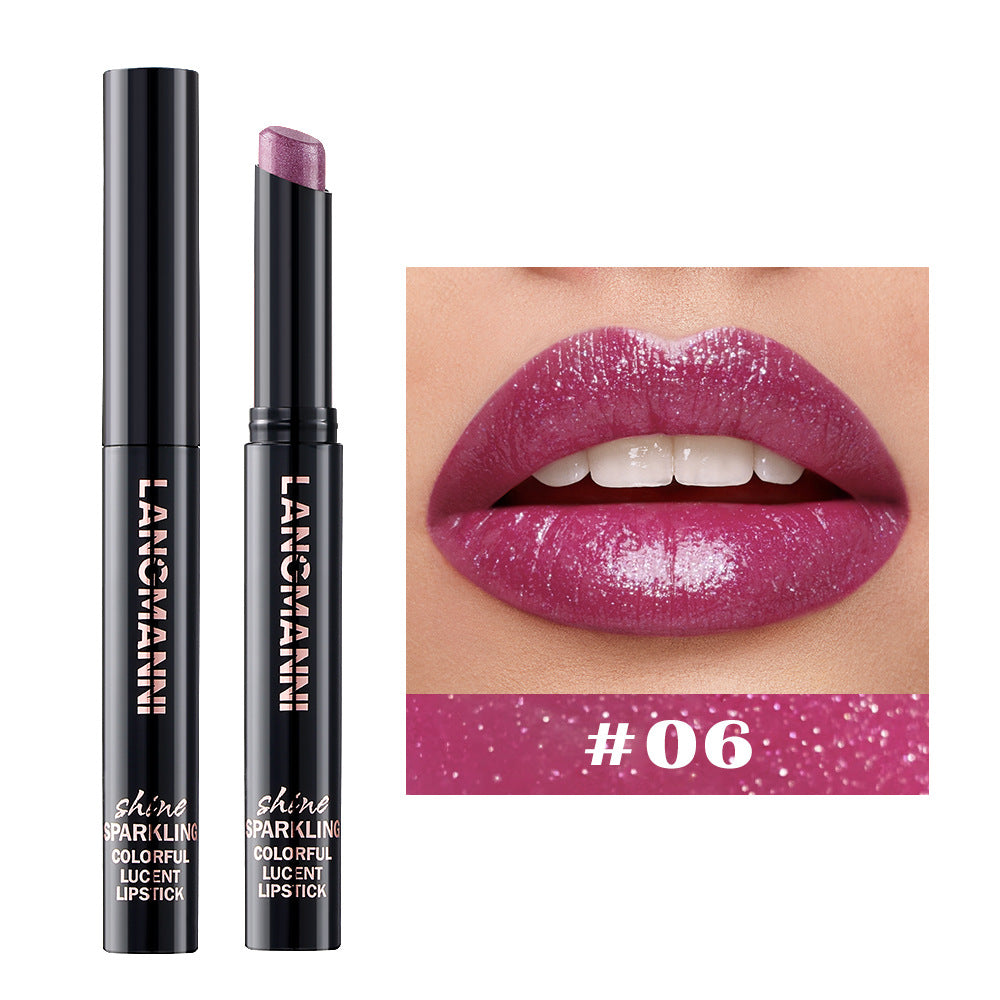 Slant Mouth Pearlescent Twist Up Lipstick Swivel Slant Mouth Design Long Lasting Color Lip Gloss 10 13