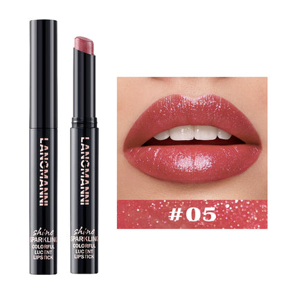 Slant Mouth Pearlescent Twist Up Lipstick Swivel Slant Mouth Design Long Lasting Color Lip Gloss 10 14