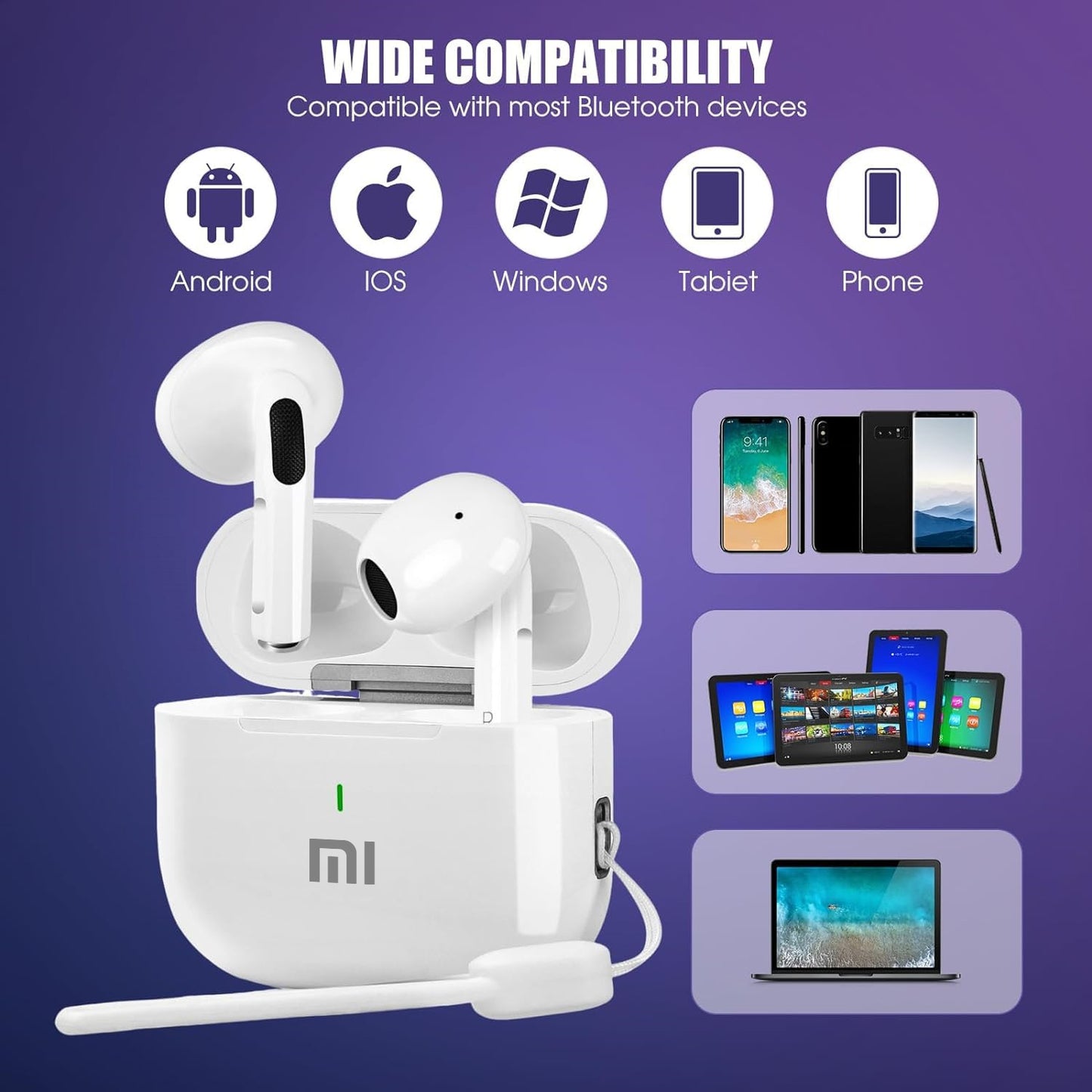 XIAOMI Bluetooth In-Ear Earbud Headset, HiFi Stereo Sport Earphones with Mic, Original Wireless Game Headphone Lanyard