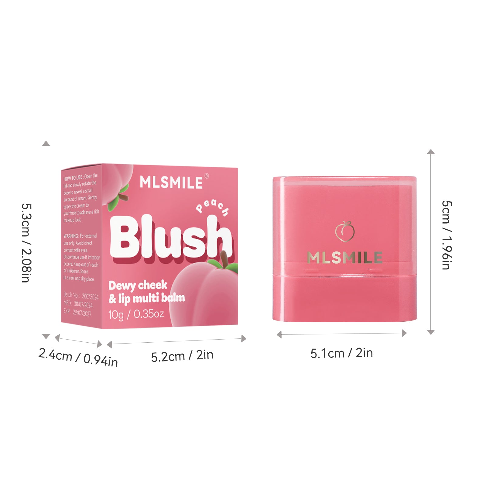 2in1 Flat Tube Fruit Blush  Lipstick Stick Easy To Apply Highlighter  Contour MultiUse Lip  Cheek M 6