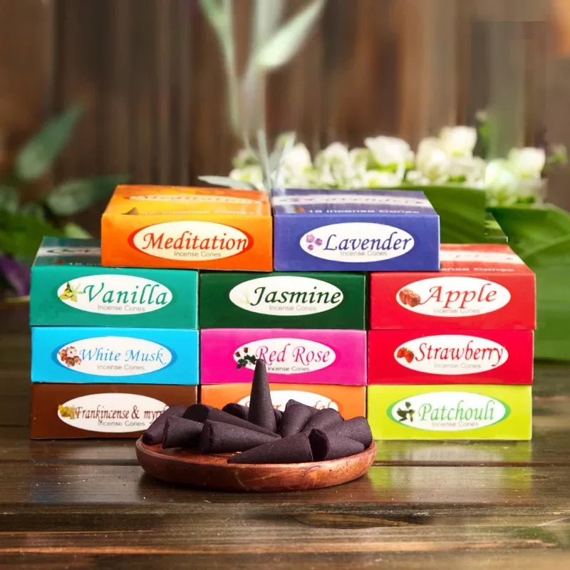Mahendra Incense Cones, Sandalwood, Lavender, Vanilla, Aromatherapy Cones for Air Purification & Relaxation