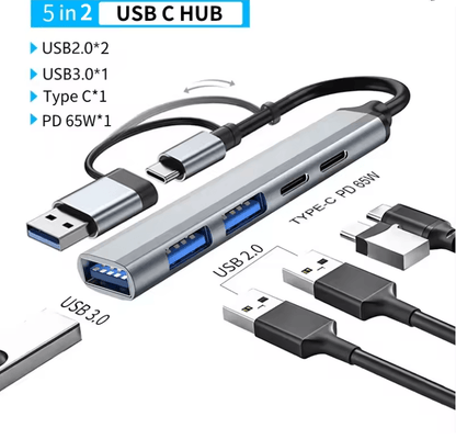 USB C Multi Hub Adapter With Card Reader Audio And USB Expansion For Macbook And Laptop 4