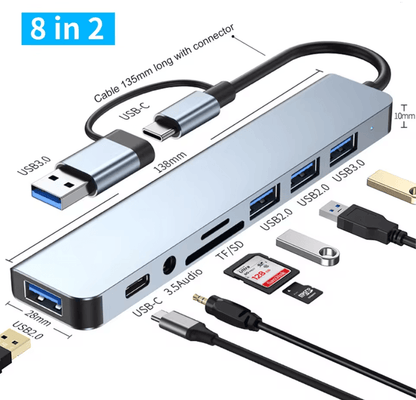 USB C Multi Hub Adapter With Card Reader Audio And USB Expansion For Macbook And Laptop 7