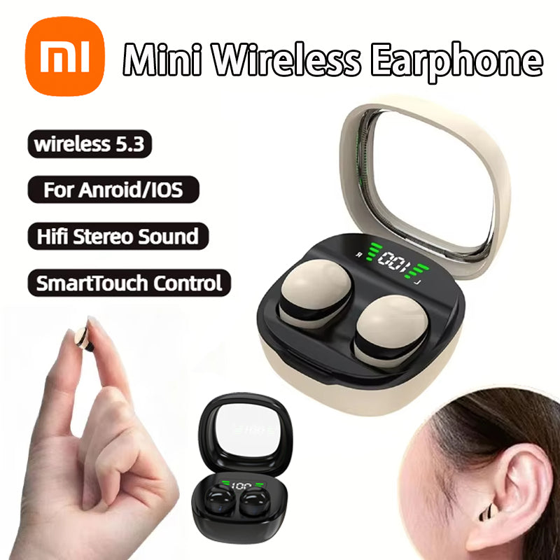 Xiaomi Wireless Bluetooth Mini Headset, Small Invisible Earbuds for Sleep, Work, Sports, HD HIFI Bass Earphones