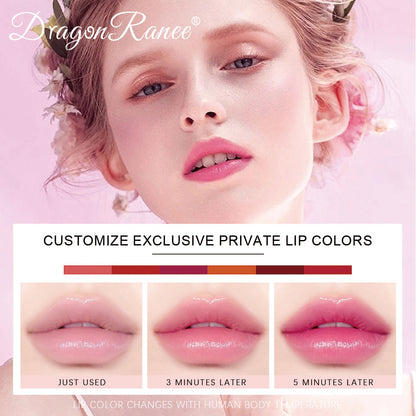 Colorful Changing Thermochromic Pink Three Diamond Crystal Lipstick, Waterproof Long Lasting Moisturising Lip Colour