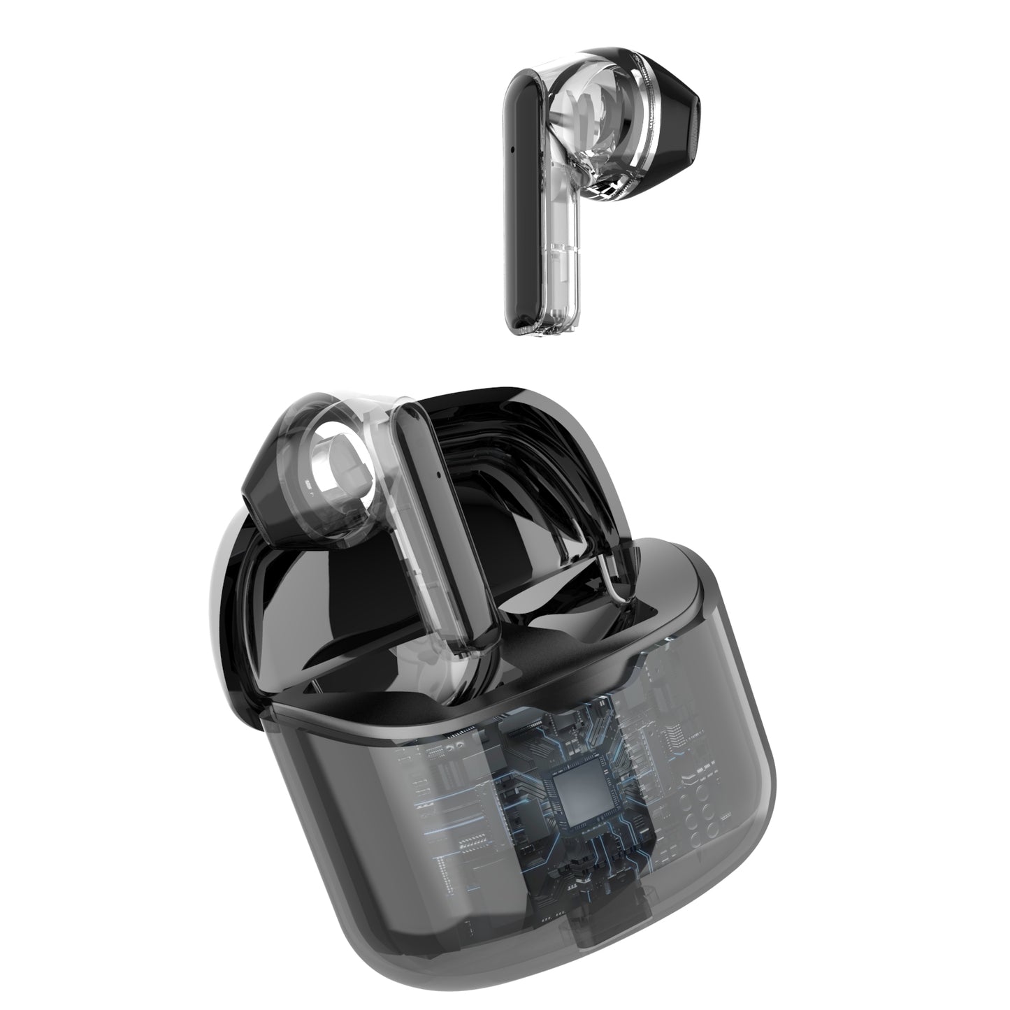 Bluetooth 5.4 Noise Cancelling TWS Earbuds, Futuristic Wireless Design, Ultra Low Power Headphones for Music and Calls