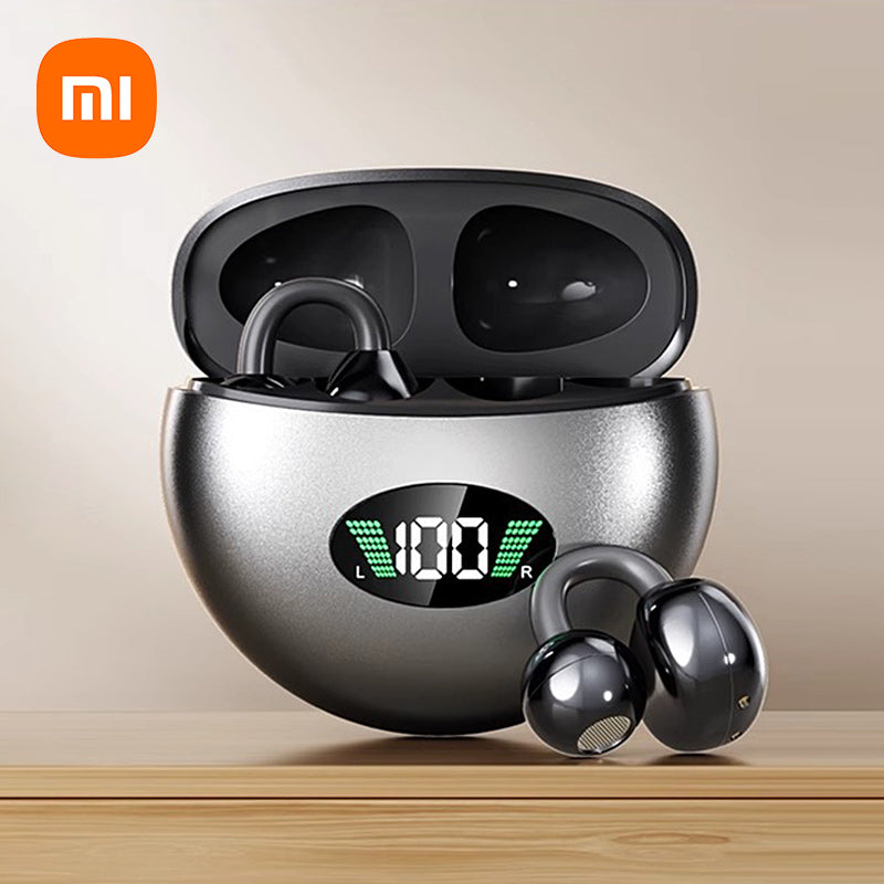 Bone Conduction Headset Bluetooth 5.4, Xiaomi Redmi Q88 Wireless Earphones, Comfortable Clip On Earbuds with Display