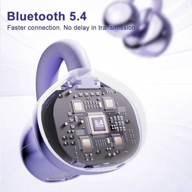 Bone Conduction Headset Bluetooth 5.4, Xiaomi Redmi Q88 Wireless Earphones, Comfortable Clip On Earbuds with Display