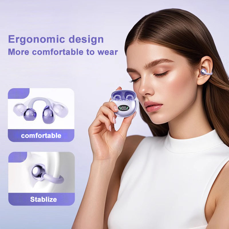 Bone Conduction Headset Bluetooth 5.4, Xiaomi Redmi Q88 Wireless Earphones, Comfortable Clip On Earbuds with Display