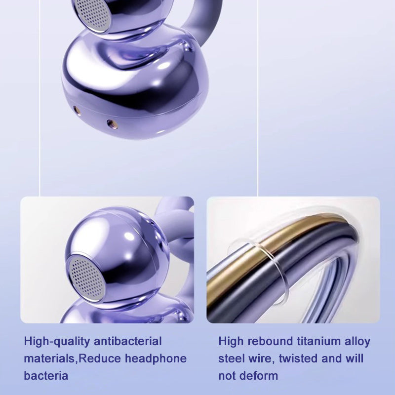 Bone Conduction Headset Bluetooth 5.4, Xiaomi Redmi Q88 Wireless Earphones, Comfortable Clip On Earbuds with Display