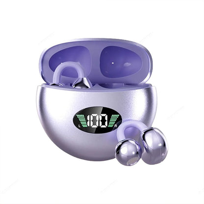 Bone Conduction Headset Bluetooth 5.4, Xiaomi Redmi Q88 Wireless Earphones, Comfortable Clip On Earbuds with Display