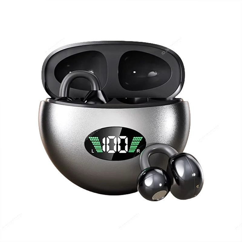 Bone Conduction Headset Bluetooth 5.4, Xiaomi Redmi Q88 Wireless Earphones, Comfortable Clip On Earbuds with Display