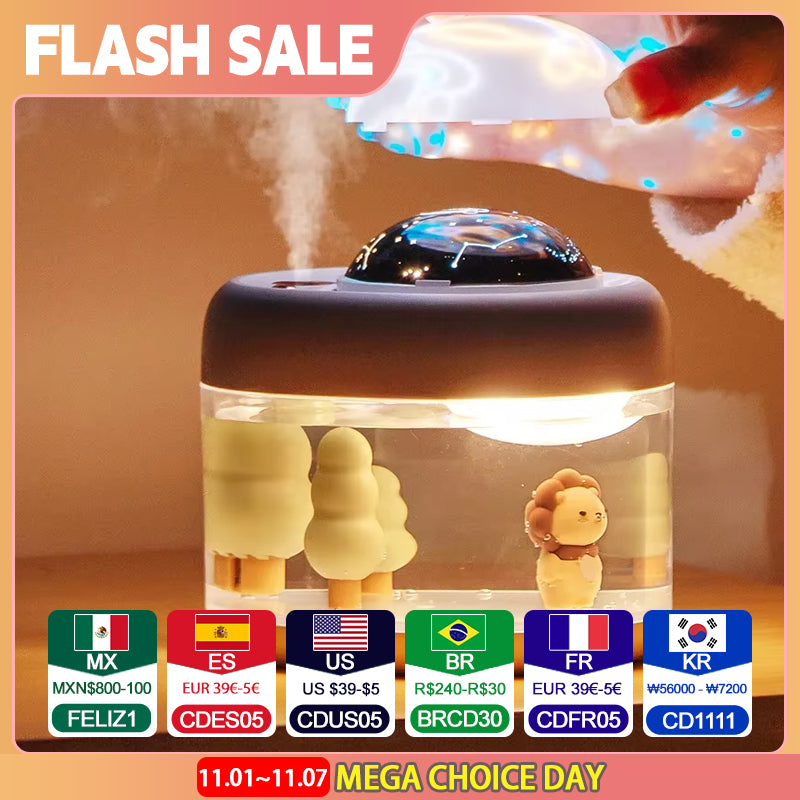 Portable Projection Lamp  Wireless Air Humidifier USB Rechargeable Colorful Night Light Purifying F 1