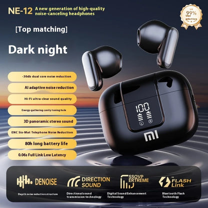 Wireless Headphones with Mic, Bluetooth Headset, LED Display Game Earbuds, Charging Noise Reduction Earphones