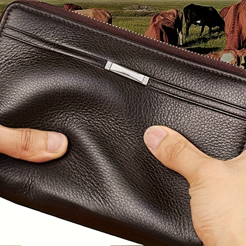 Long Zipper Men Wallet Large Capacity Clutch Purse, Business Handbag, Synthetic Leather Phone Card Holder Gift for Him