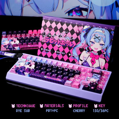 Anime Rabbit Hole Keycap Set  Translucent Cherry Profile PBTPC Keycaps For Mechanical Gaming Keyboa 1