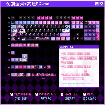 Anime Rabbit Hole Keycap Set  Translucent Cherry Profile PBTPC Keycaps For Mechanical Gaming Keyboa 12
