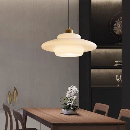 Nordic Cream White Glass Pendant Light – Modern LED Hanging Fixture for Dining Room, Bedroom, Bar & Indoor Spaces