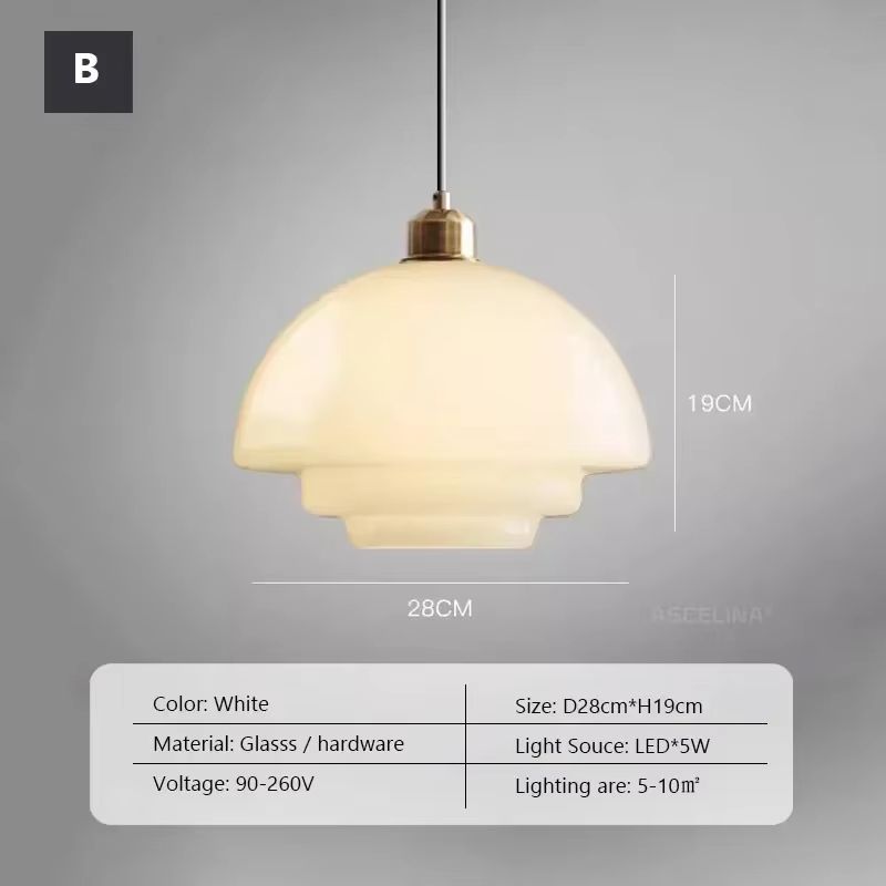 Nordic Cream White Glass Pendant Light – Modern LED Hanging Fixture for Dining Room, Bedroom, Bar & Indoor Spaces