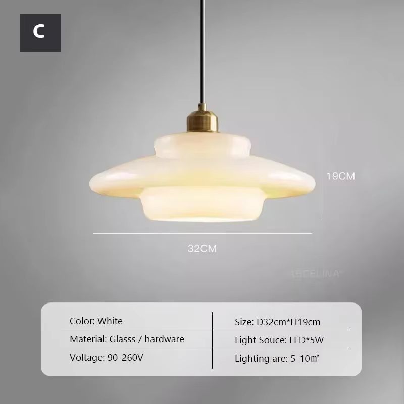 Nordic Cream White Glass Pendant Light – Modern LED Hanging Fixture for Dining Room, Bedroom, Bar & Indoor Spaces