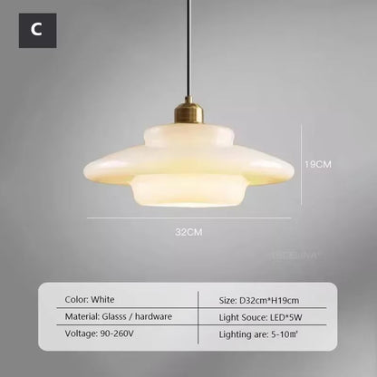 Nordic Cream White Glass Pendant Light – Modern LED Hanging Fixture for Dining Room, Bedroom, Bar & Indoor Spaces