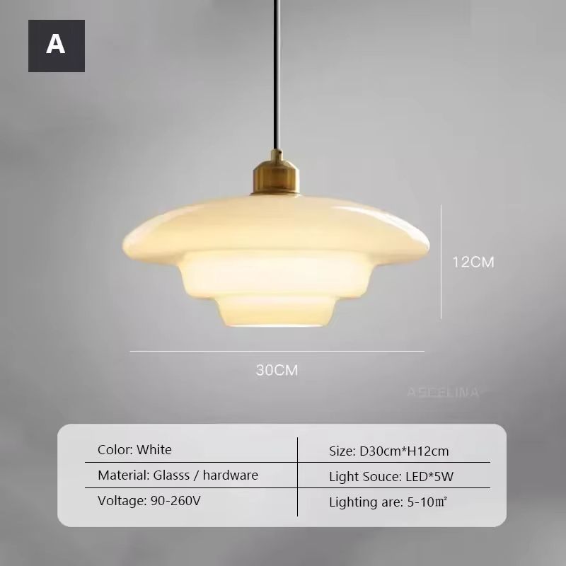 Nordic Cream White Glass Pendant Light – Modern LED Hanging Fixture for Dining Room, Bedroom, Bar & Indoor Spaces