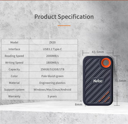 Netac BlazePro External SSD  UltraFast Portable USB 32 Gen2x2 Solid State Drive 1TB 512GB 2TB 5