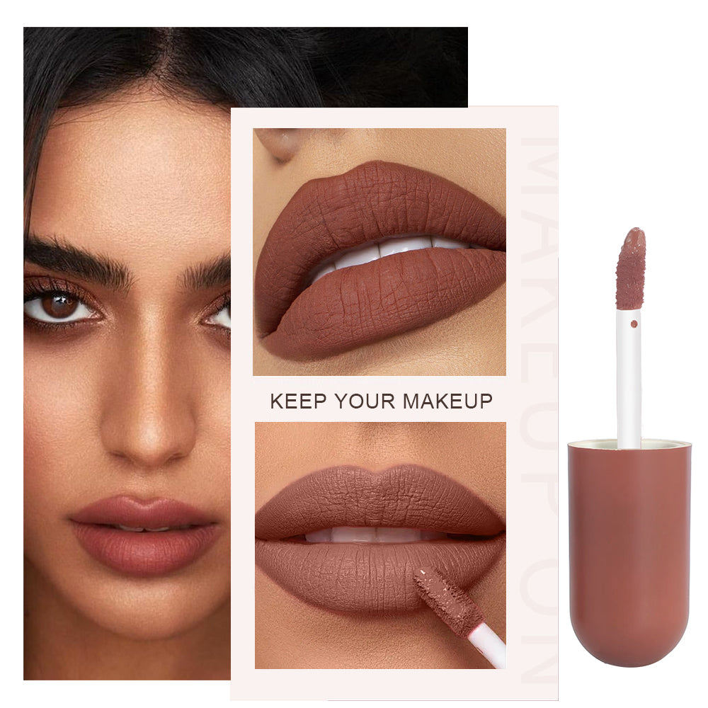 Matte Non Stick Chocolate Lip Gloss, Long Lasting Easy Color Velvet Finish, Waterproof Glaze for Smooth Hydrated Lips