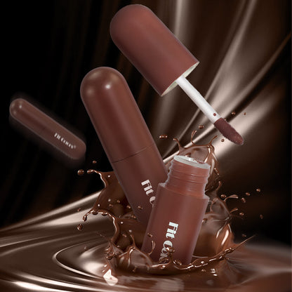 Matte Non Stick Chocolate Lip Gloss, Long Lasting Easy Color Velvet Finish, Waterproof Glaze for Smooth Hydrated Lips
