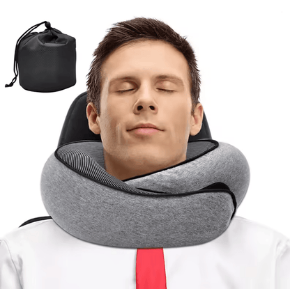 Memory Foam Travel Neck Pillow with Adjustable U-Shaped Snail Design